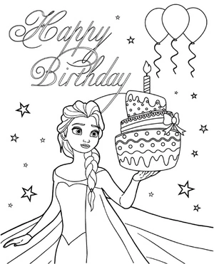 Elsa's Birthday Coloring Page