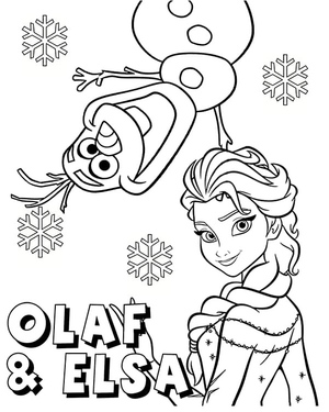 Olaf and Elsa from the movie Frozen