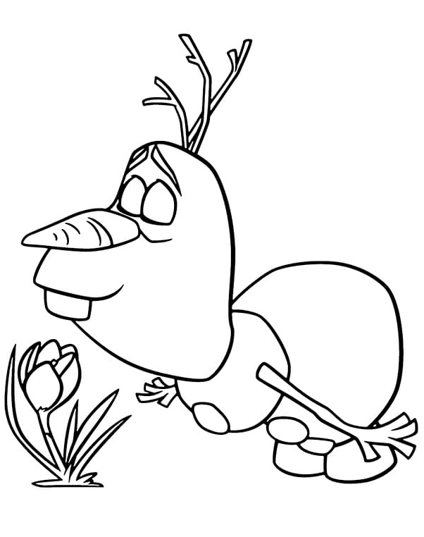 Olaf Holding a Flower Coloring Page
