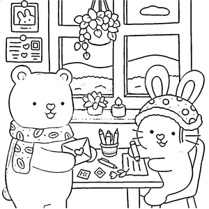 Coloring Page: Cozy Fuzzies for Children