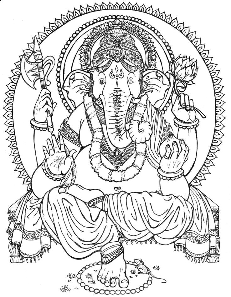 Ganesha Design for Adults Coloring Page