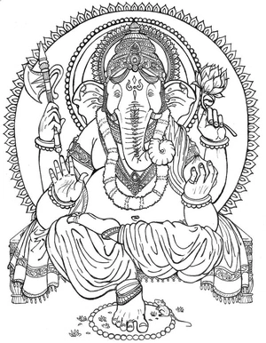 Ganesha Design for Adults Coloring Page