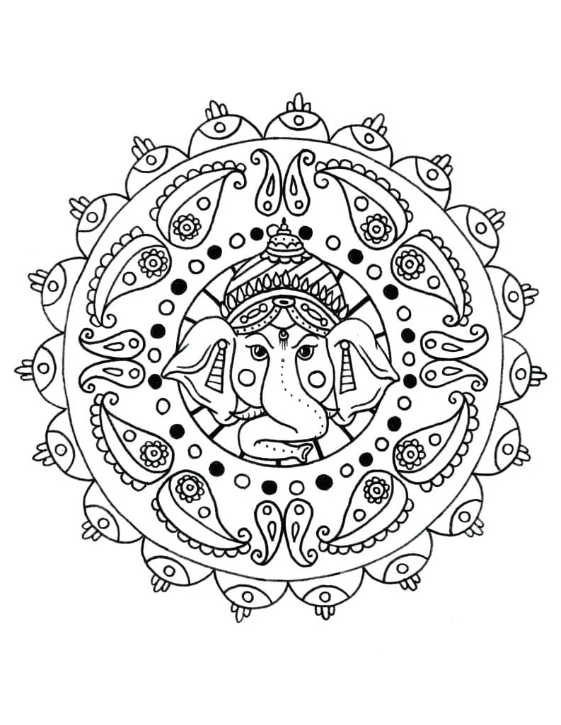 Mandala of Ganesha Coloring Page