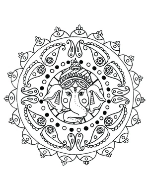 Mandala of Ganesha Coloring Page