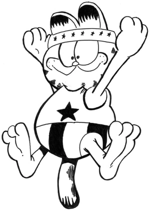 Garfield Exercising Coloring Page