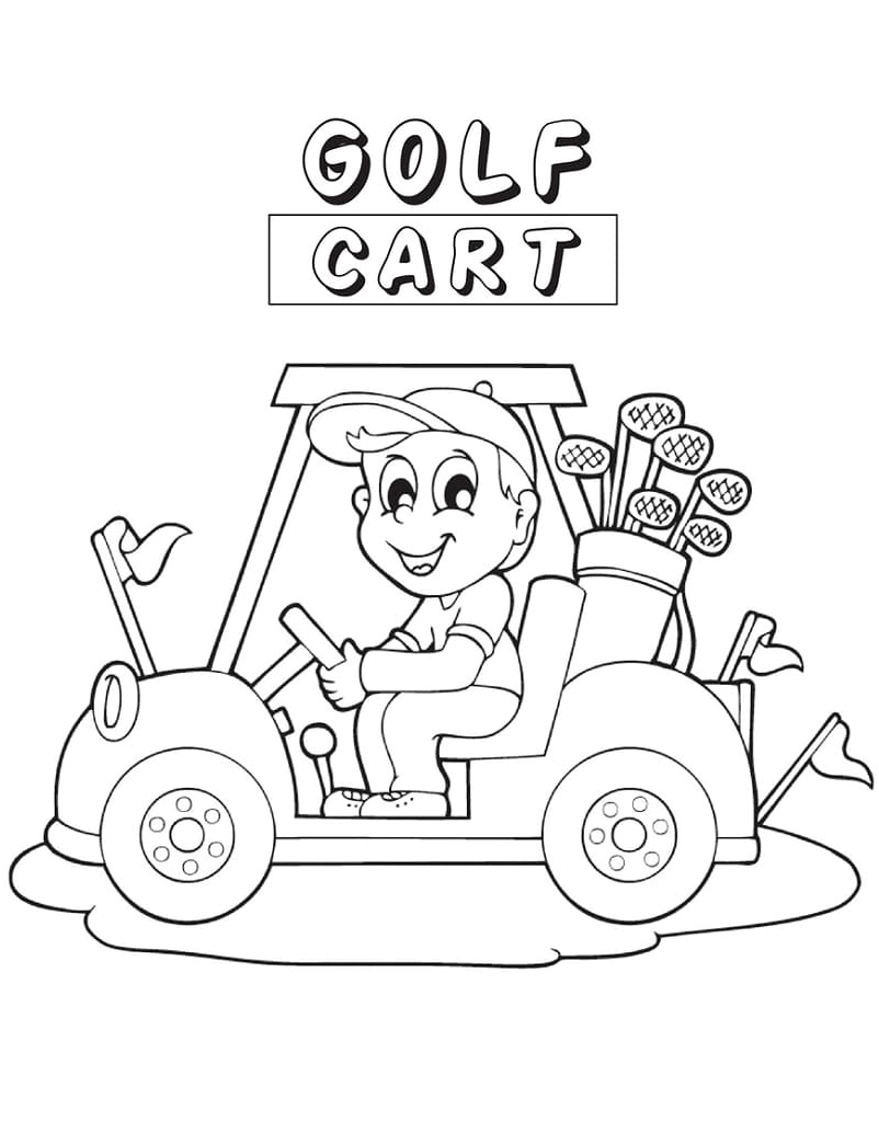 Golf Cart Driving Coloring Page
