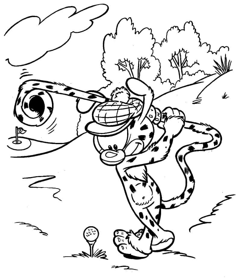Marsupilami Playing Golf Coloring Page