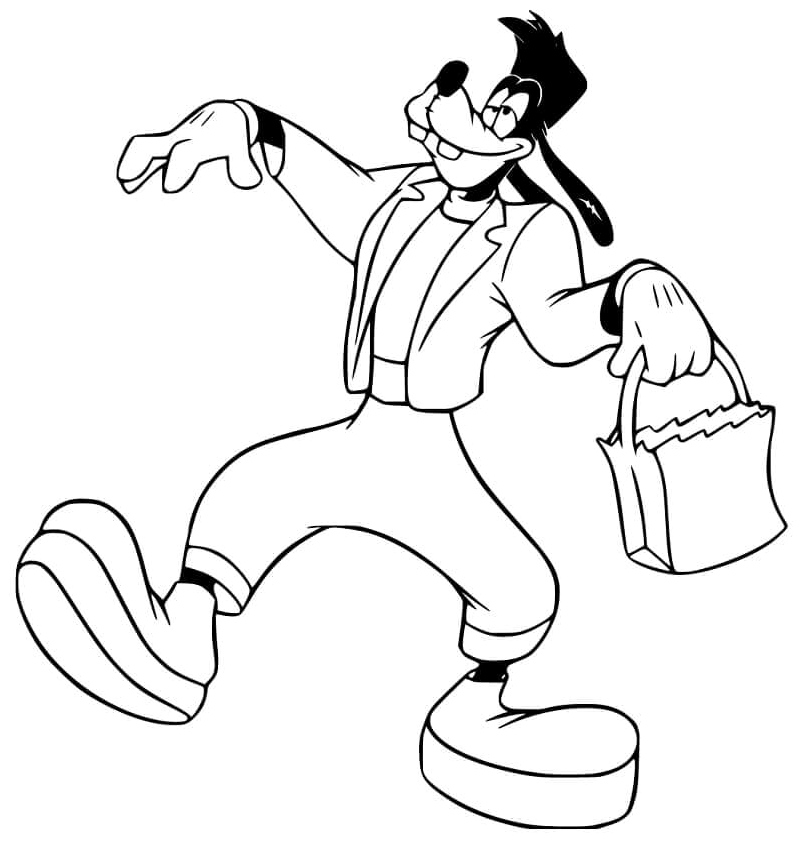Goofy and Funny Shopping Adventure Coloring Page
