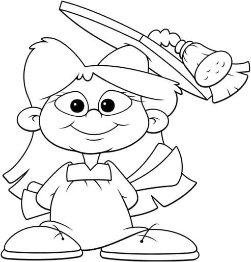 Graduating Little Girl Coloring Page
