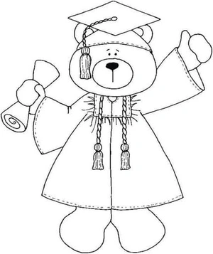 Graduation Teddy Bear Coloring Page