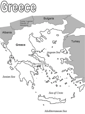 Printable Greece Map for Free Coloring Page