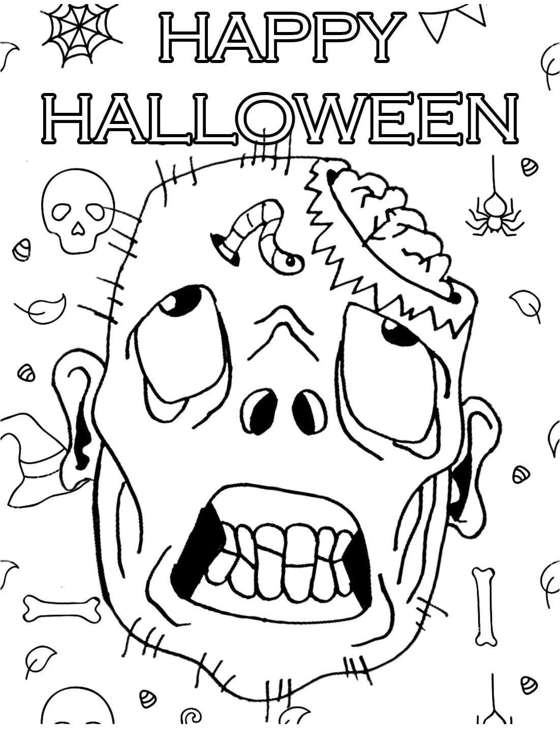 Halloween Fun with a Zombie Coloring Page