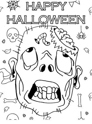 Halloween Fun with a Zombie Coloring Page