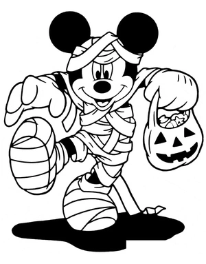 Mickey Mouse with a Pumpkin Coloring Page