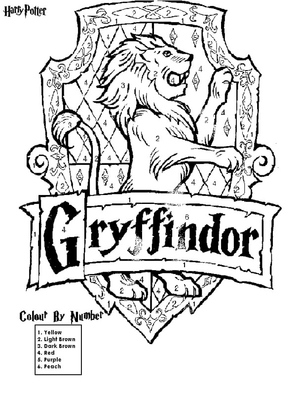 Lion emblem in the Harry Potter-themed Color By Number page