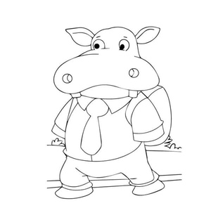 Hippo Coloring Page for Children