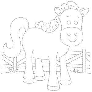Tracing Cartoon Horse Coloring Page Coloring Page