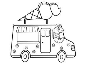 Llama Driving an Ice Cream Truck