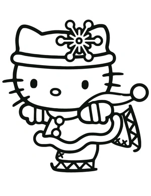 Kitty Ice Skating-themed Coloring Page Coloring Page