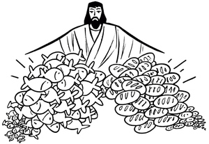 Jesus Feeds the Five Thousand - Bible Coloring Page