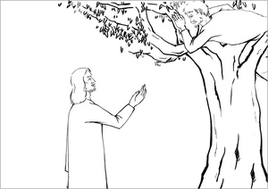 Picture of Jesus Meeting Zacchaeus Coloring Page