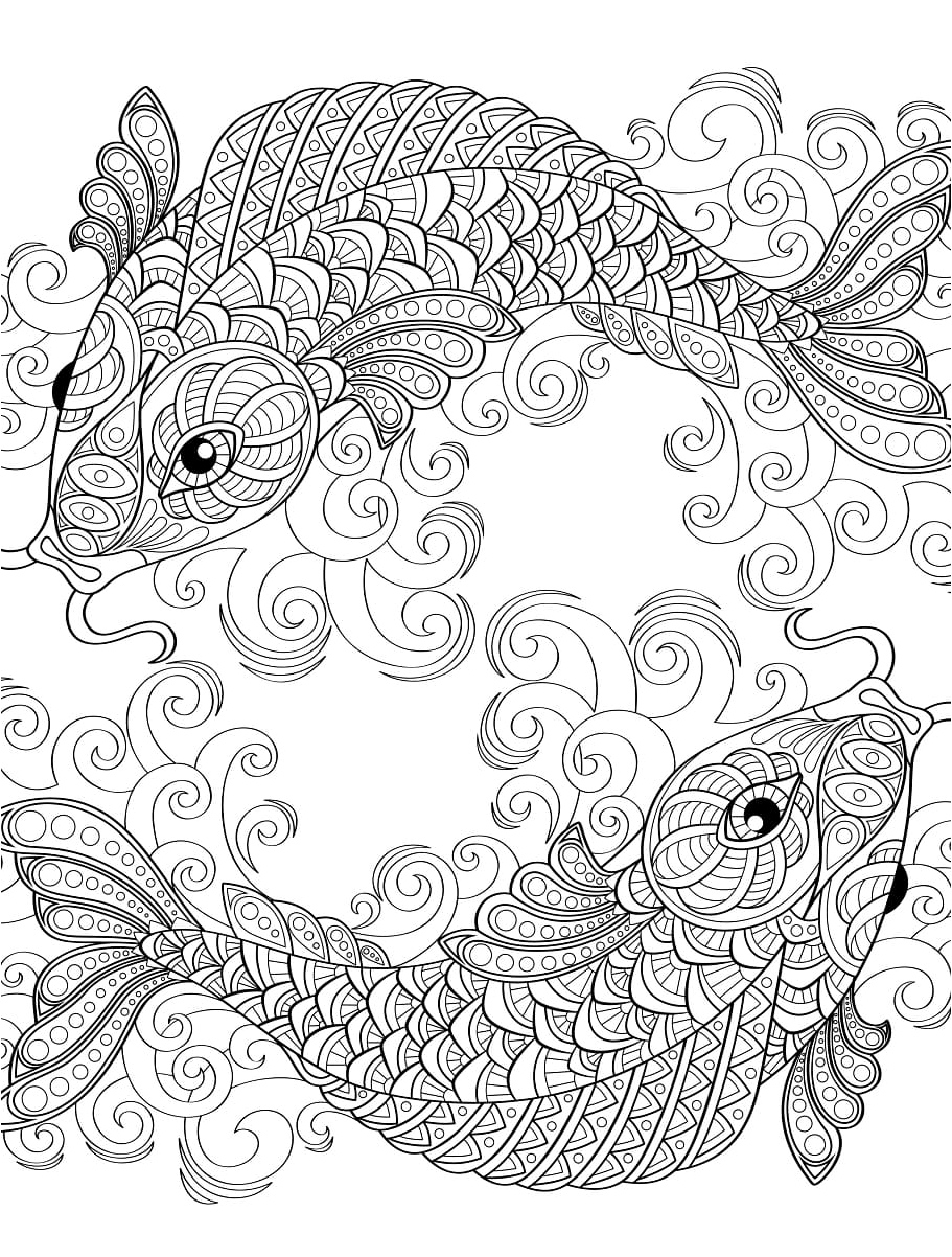 Adult Koi Fish Coloring Page Coloring Page
