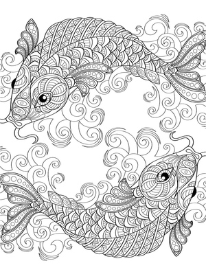 Adult Koi Fish Coloring Page