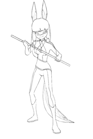 Alya standing on the coloring page