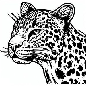 Leopard's Close-Up Portrait Coloring Page