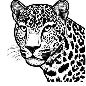Portrait of a Leopard Coloring Page
