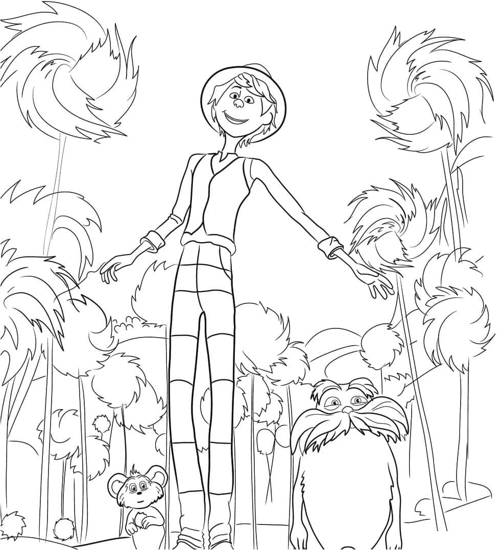 Printable coloring page of the Lorax for free Coloring Page
