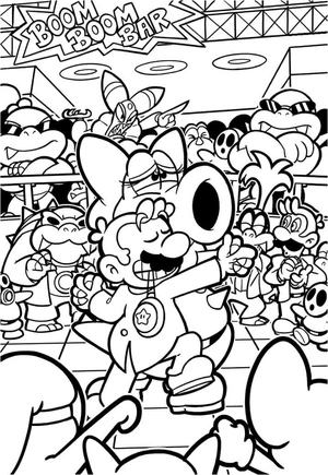 Dancing Mario Coloring Page