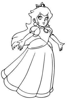Dancing Princess Peach Coloring Page