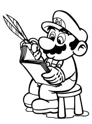 Mario reading a book