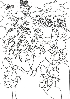 Super Mario Game → Super Mario Coloring Page