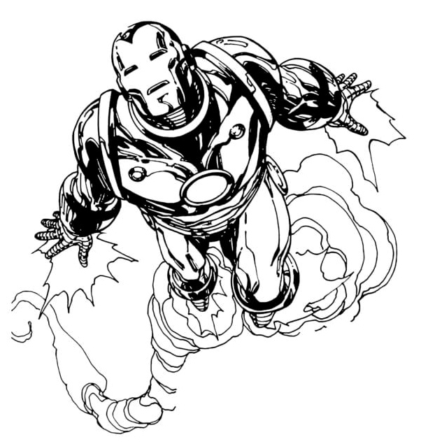 Coloring Page: Iron Man Soaring Through the Sky Coloring Page