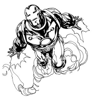 Coloring Page: Iron Man Soaring Through the Sky Coloring Page
