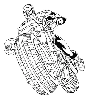 Spider-Man on a Motorbike Coloring Page
