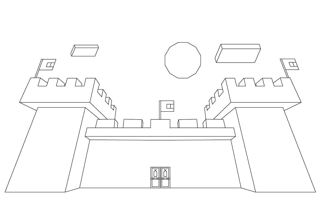 Castle in Minecraft Coloring Page