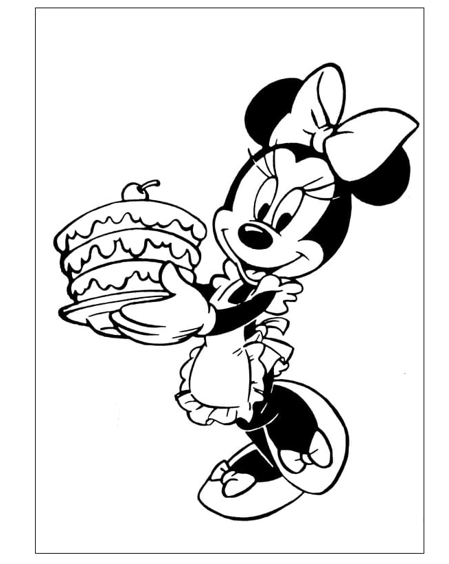 Minnie Successfully Baked a Delicious Cherry Pie Coloring Page
