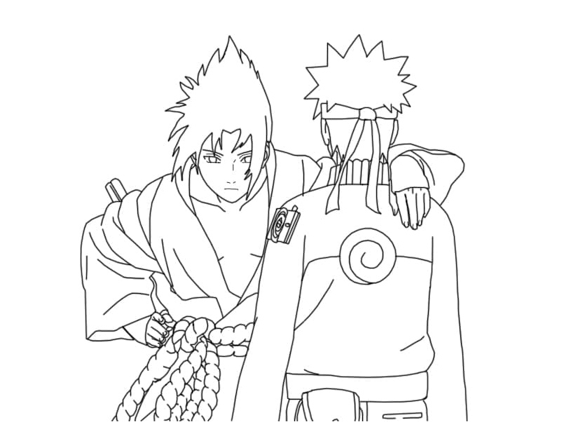 Naruto and Sasuke Coloring Page