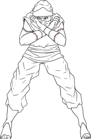 "Naruto Coloring Page: Kakuzu in the Midst of Battle" Coloring Page