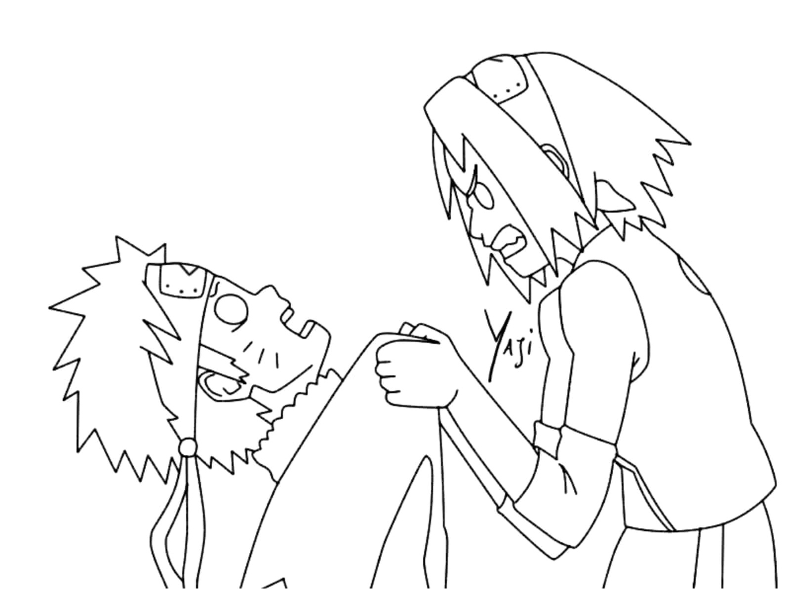 Sakura Haruno and Angry Naruto Coloring Page Coloring Page