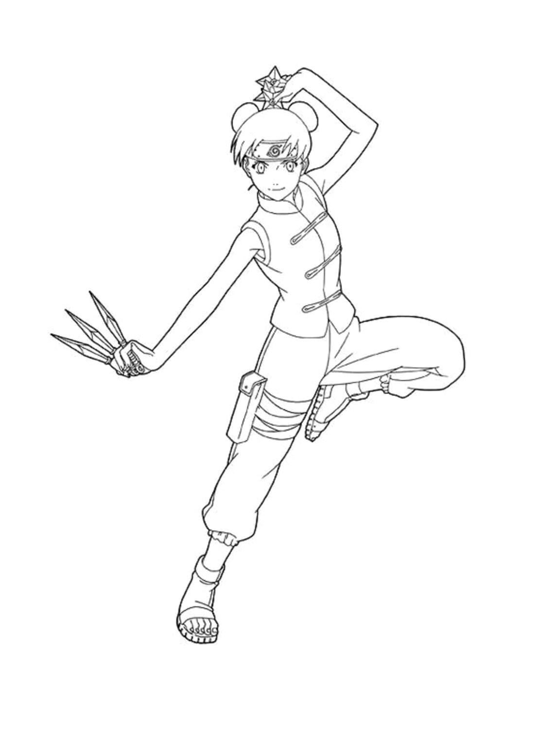 Tenten with an Array of Weapons Coloring Page