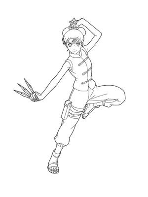 Tenten with an Array of Weapons Coloring Page
