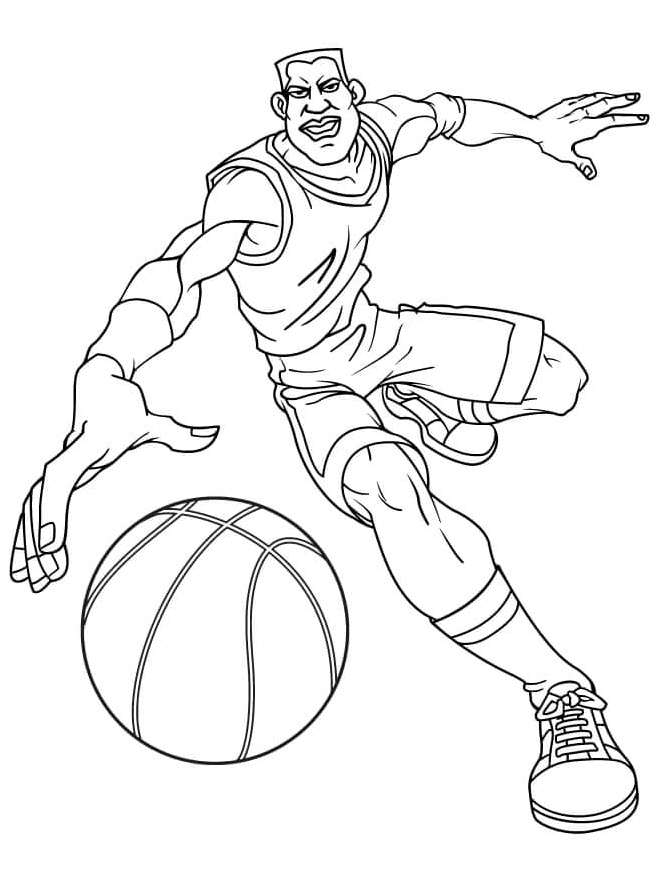 Basketball Player Dribbling Coloring Page