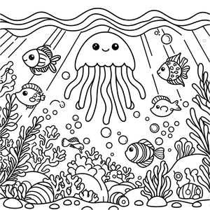 Coloring Page of Underwater World for Children Coloring Page