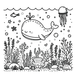 Cute Ocean Landscape Coloring Page