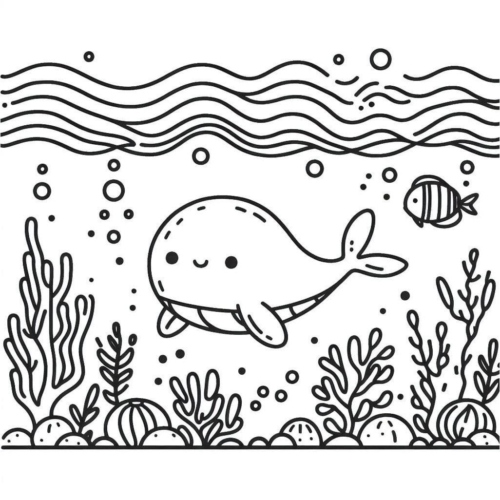Ocean Scene Coloring Page for Kids Coloring Page