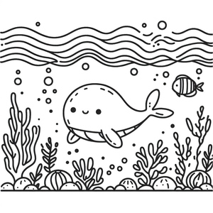 Ocean Scene Coloring Page for Kids